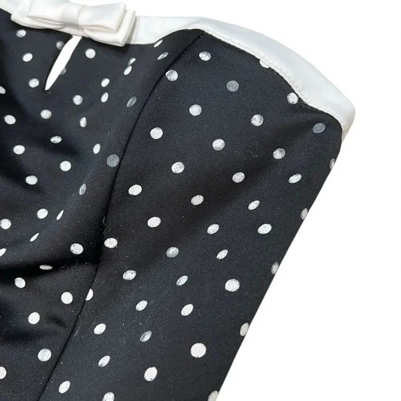 Jessica McClintock for Gunne Sax Black Polka Dot Strapless Fit & Flare Dress 7/8 - Picture 3 of 6